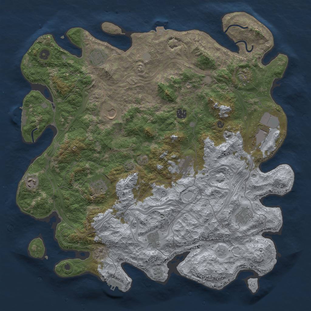 Rust Map: Procedural Map, Size: 4500, Seed: 1039123573, 19 Monuments