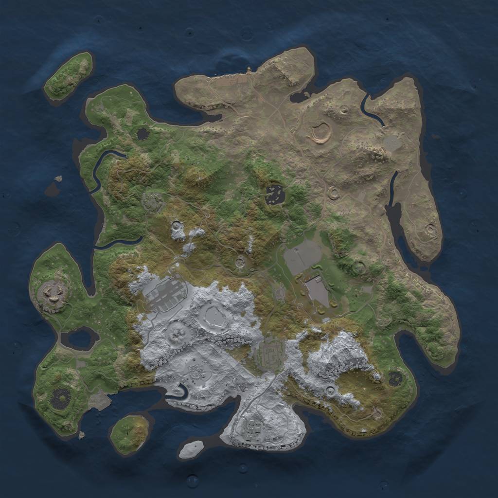 Rust Map: Procedural Map, Size: 3500, Seed: 66633, 14 Monuments