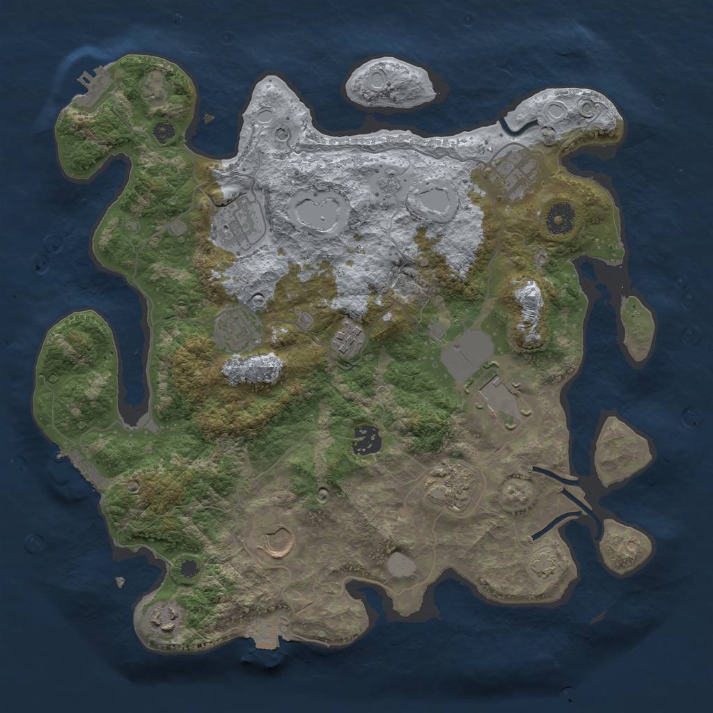 Rust Map: Procedural Map, Size: 3500, Seed: 1209062556, 17 Monuments