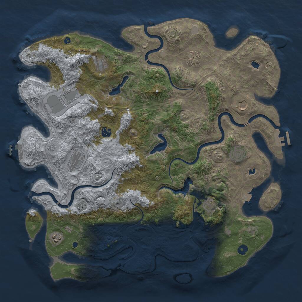 Rust Map: Procedural Map, Size: 4500, Seed: 42171, 16 Monuments