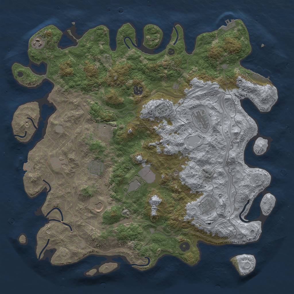 Rust Map: Procedural Map, Size: 4500, Seed: 542325, 18 Monuments