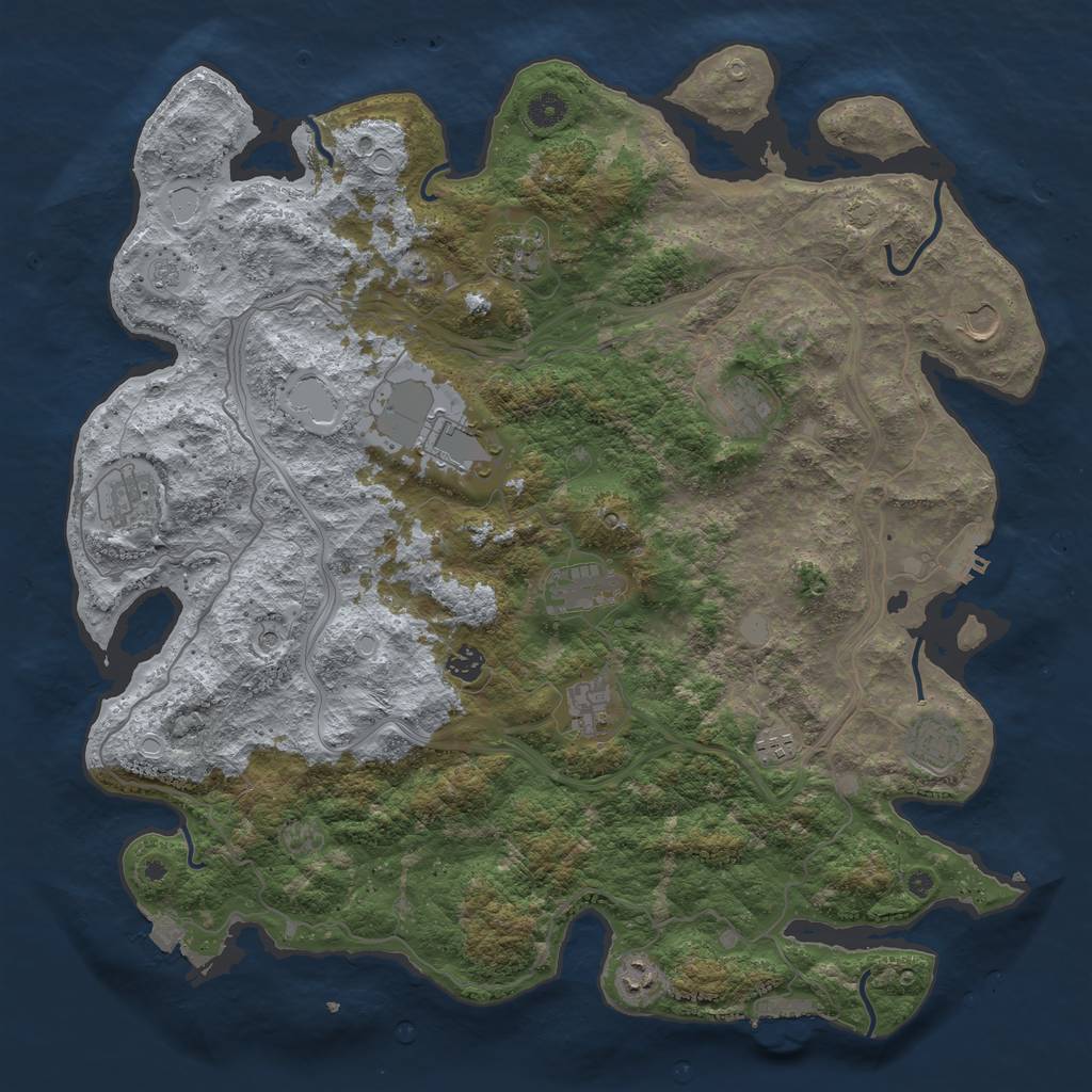 Rust Map: Procedural Map, Size: 4500, Seed: 1426044611, 19 Monuments