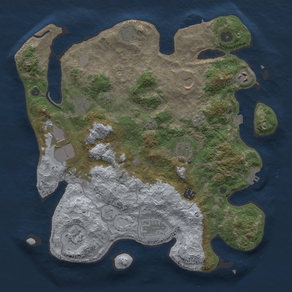 Rust Map: Procedural Map, Size: 3750, Seed: 386676015, 18 Monuments