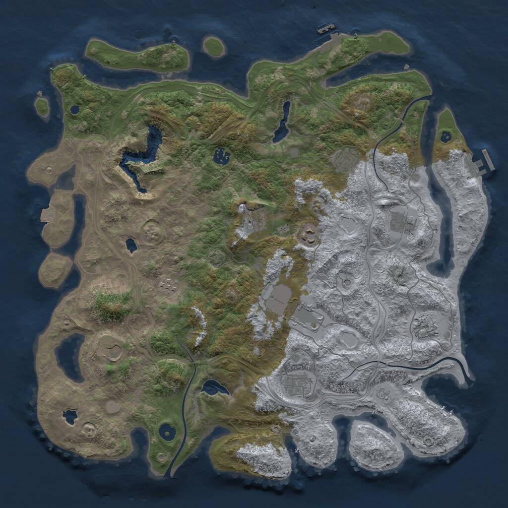 Rust Map: Procedural Map, Size: 4500, Seed: 1896946024, 16 Monuments