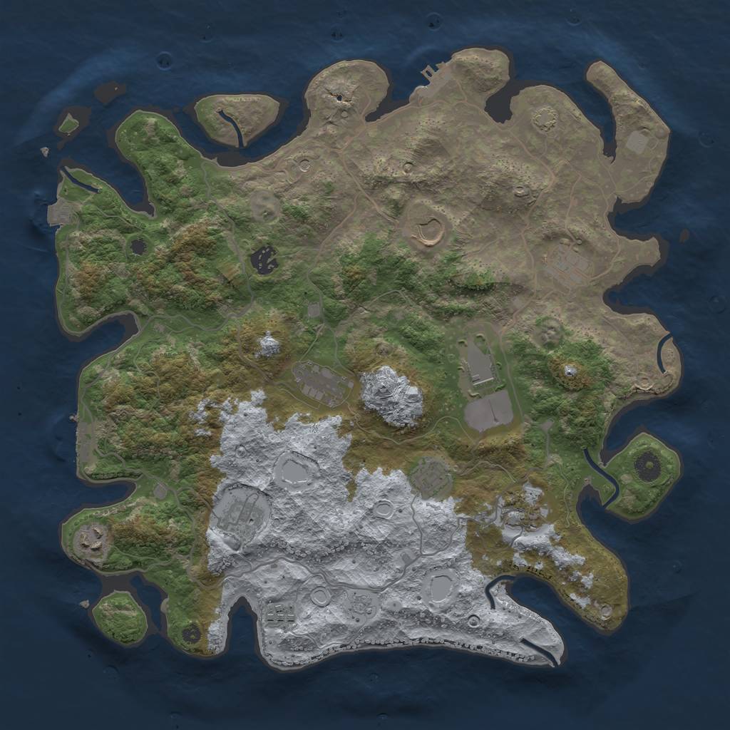 Rust Map: Procedural Map, Size: 4000, Seed: 611593746, 18 Monuments