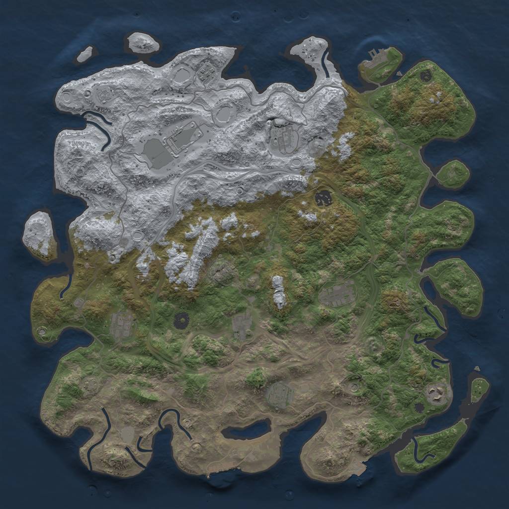 Rust Map: Procedural Map, Size: 4500, Seed: 377612521, 17 Monuments