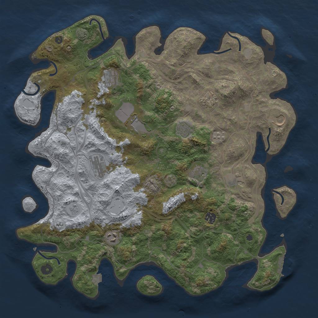 Rust Map: Procedural Map, Size: 4250, Seed: 1276616880, 18 Monuments