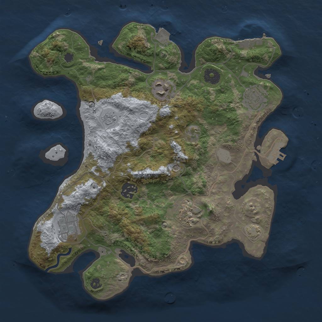 Rust Map: Procedural Map, Size: 3000, Seed: 1740686363, 13 Monuments
