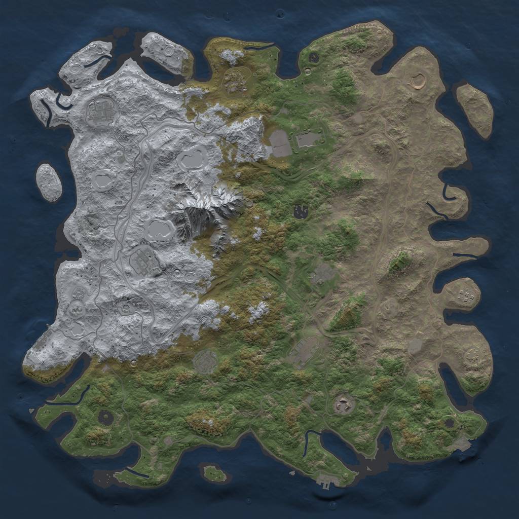 Rust Map: Procedural Map, Size: 5000, Seed: 610817531, 19 Monuments