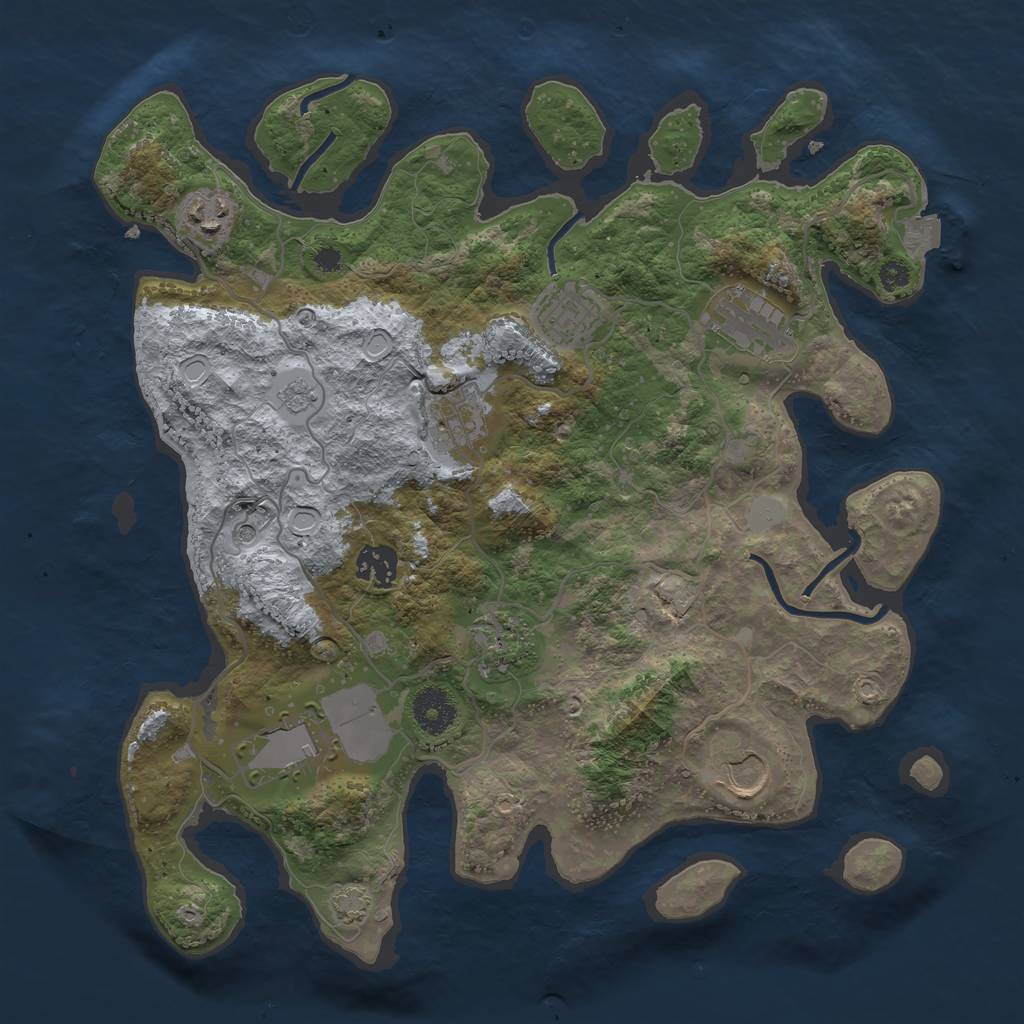 Rust Map: Procedural Map, Size: 3500, Seed: 741466754, 14 Monuments