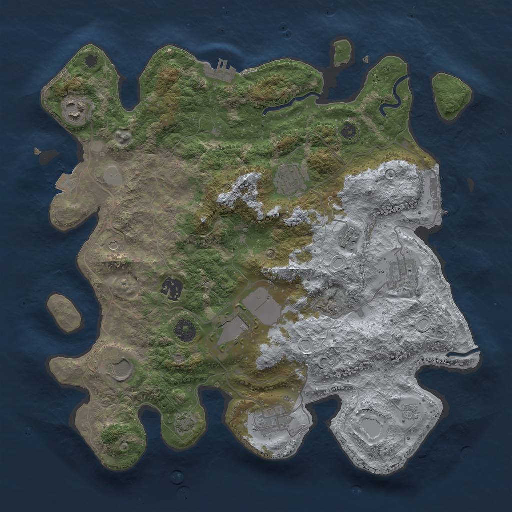 Rust Map: Procedural Map, Size: 3500, Seed: 2111697809, 16 Monuments