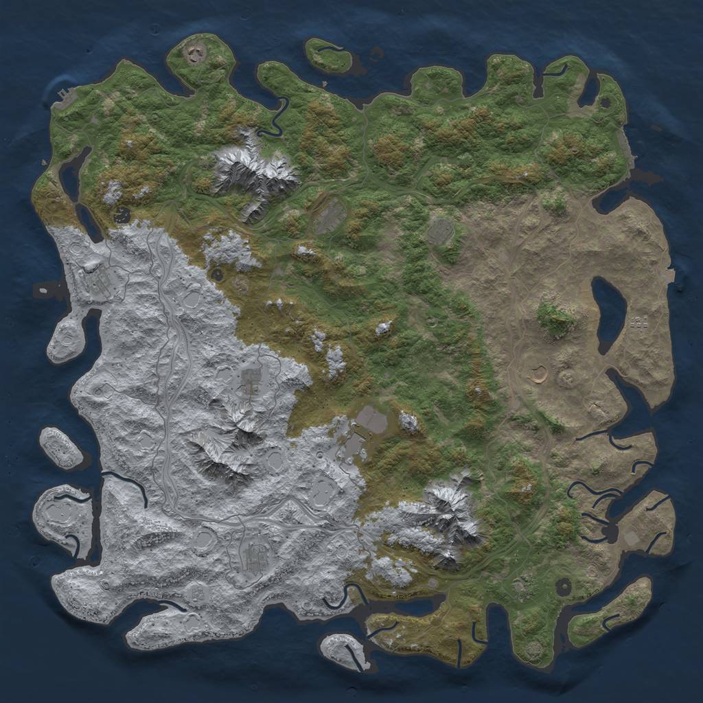 Rust Map: Procedural Map, Size: 6000, Seed: 63541241, 19 Monuments