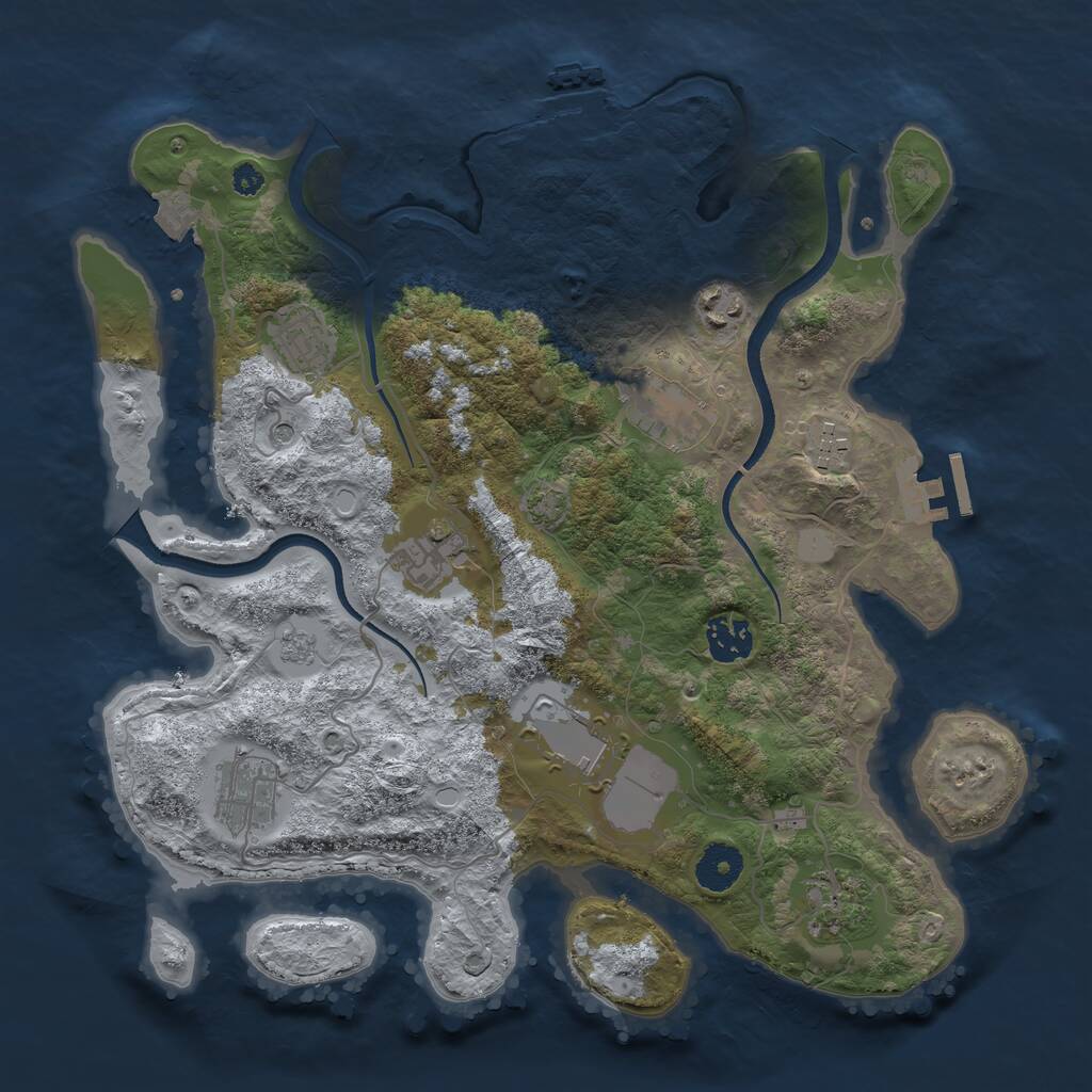 Rust Map: Procedural Map, Size: 3500, Seed: 792716101, 15 Monuments