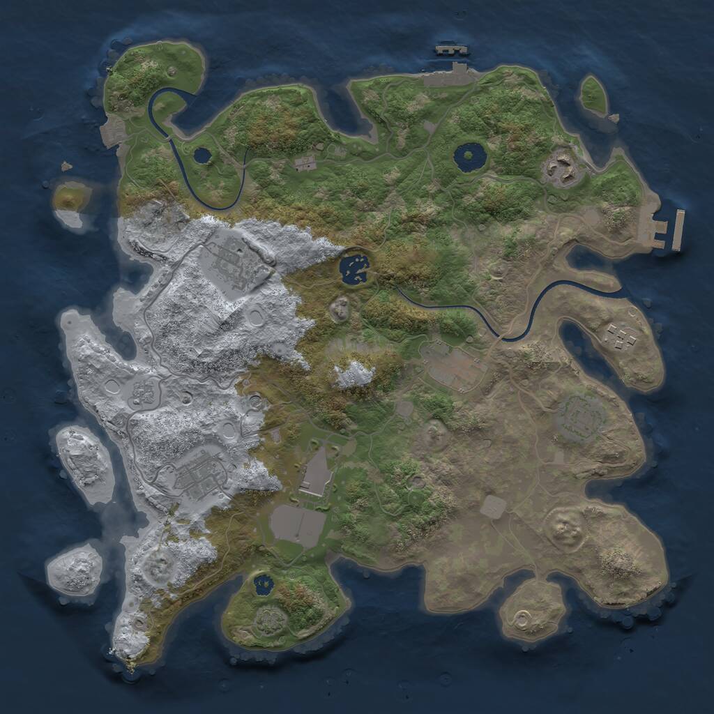 Rust Map: Procedural Map, Size: 3500, Seed: 34545526, 14 Monuments