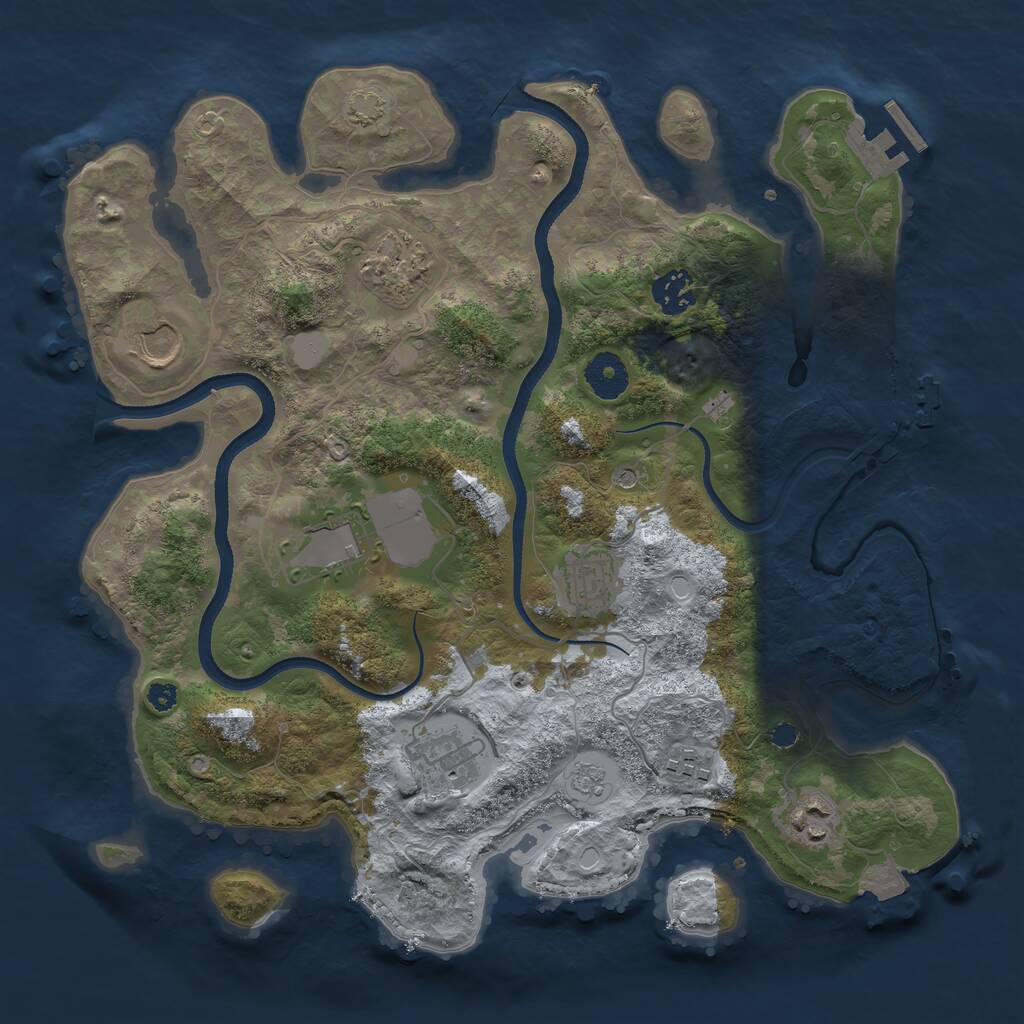 Rust Map: Procedural Map, Size: 3500, Seed: 275635408, 14 Monuments
