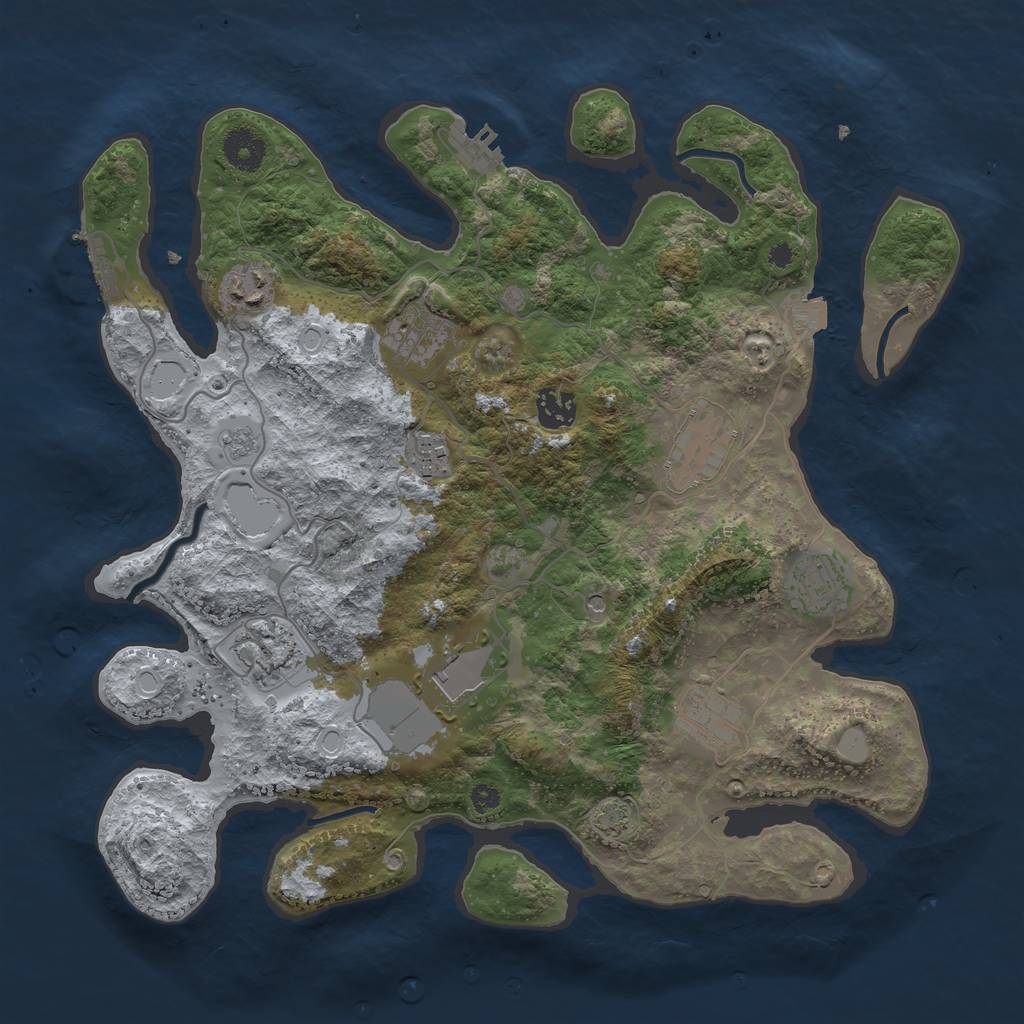 Rust Map: Procedural Map, Size: 3650, Seed: 29062023, 17 Monuments