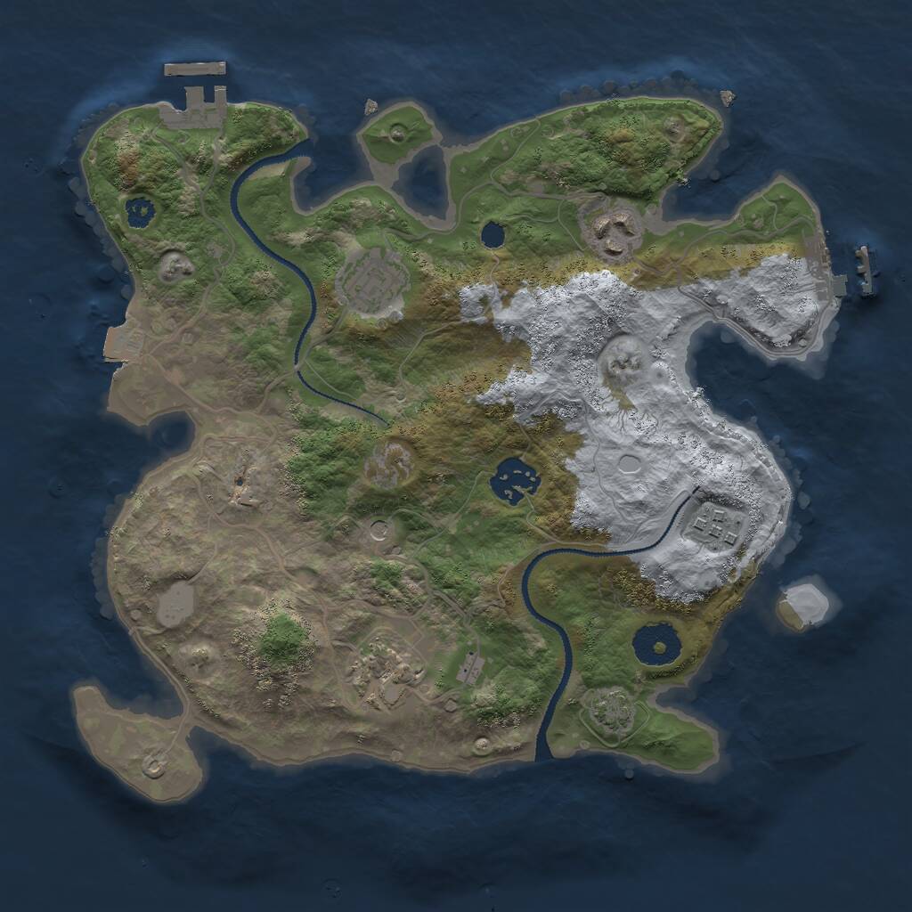 Rust Map: Procedural Map, Size: 3000, Seed: 20302, 10 Monuments