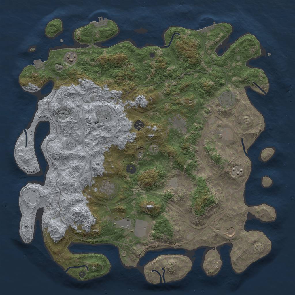 Rust Map: Procedural Map, Size: 4500, Seed: 210812985, 18 Monuments