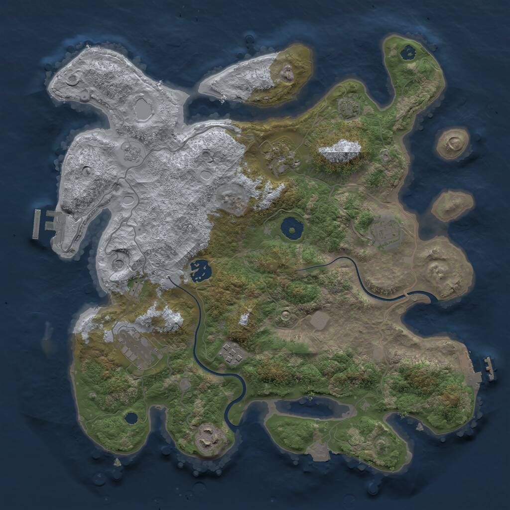 Rust Map: Procedural Map, Size: 3450, Seed: 38887129, 12 Monuments