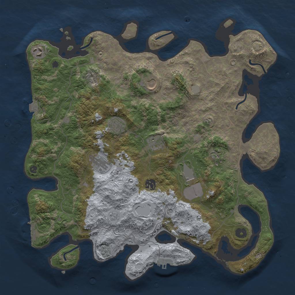 Rust Map: Procedural Map, Size: 4000, Seed: 990239, 17 Monuments