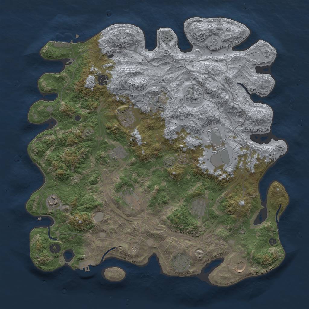 Rust Map: Procedural Map, Size: 4250, Seed: 582430248, 19 Monuments