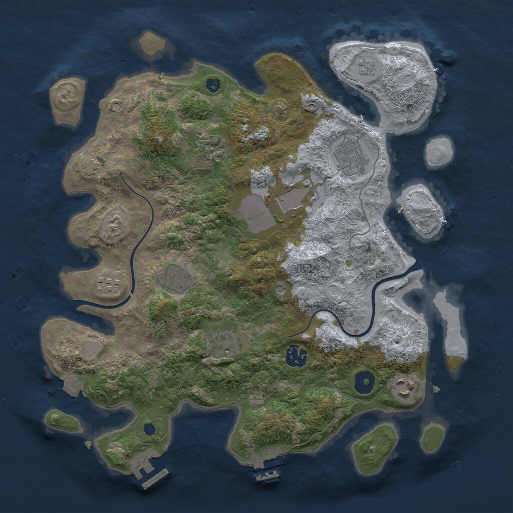 Rust Map: Procedural Map, Size: 3500, Seed: 1481197538, 14 Monuments