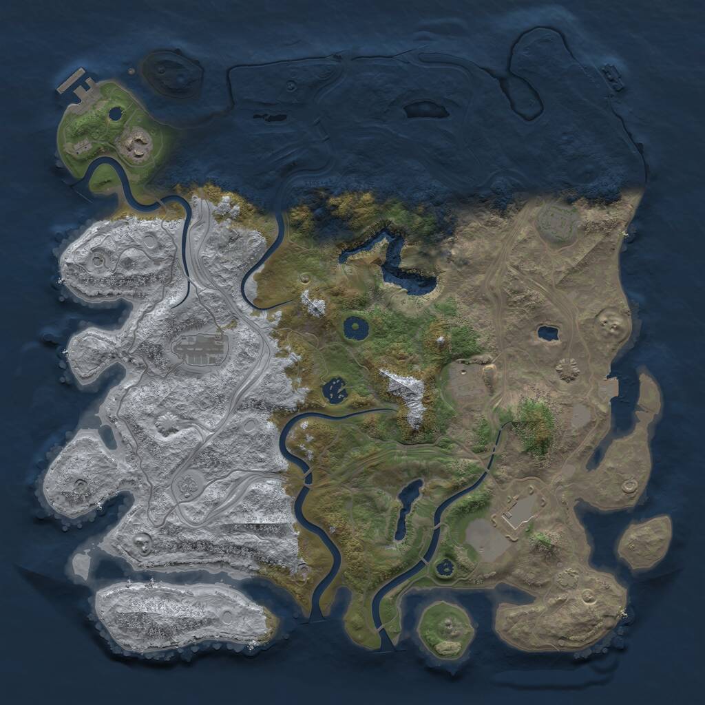 Rust Map: Procedural Map, Size: 4250, Seed: 7343443, 12 Monuments