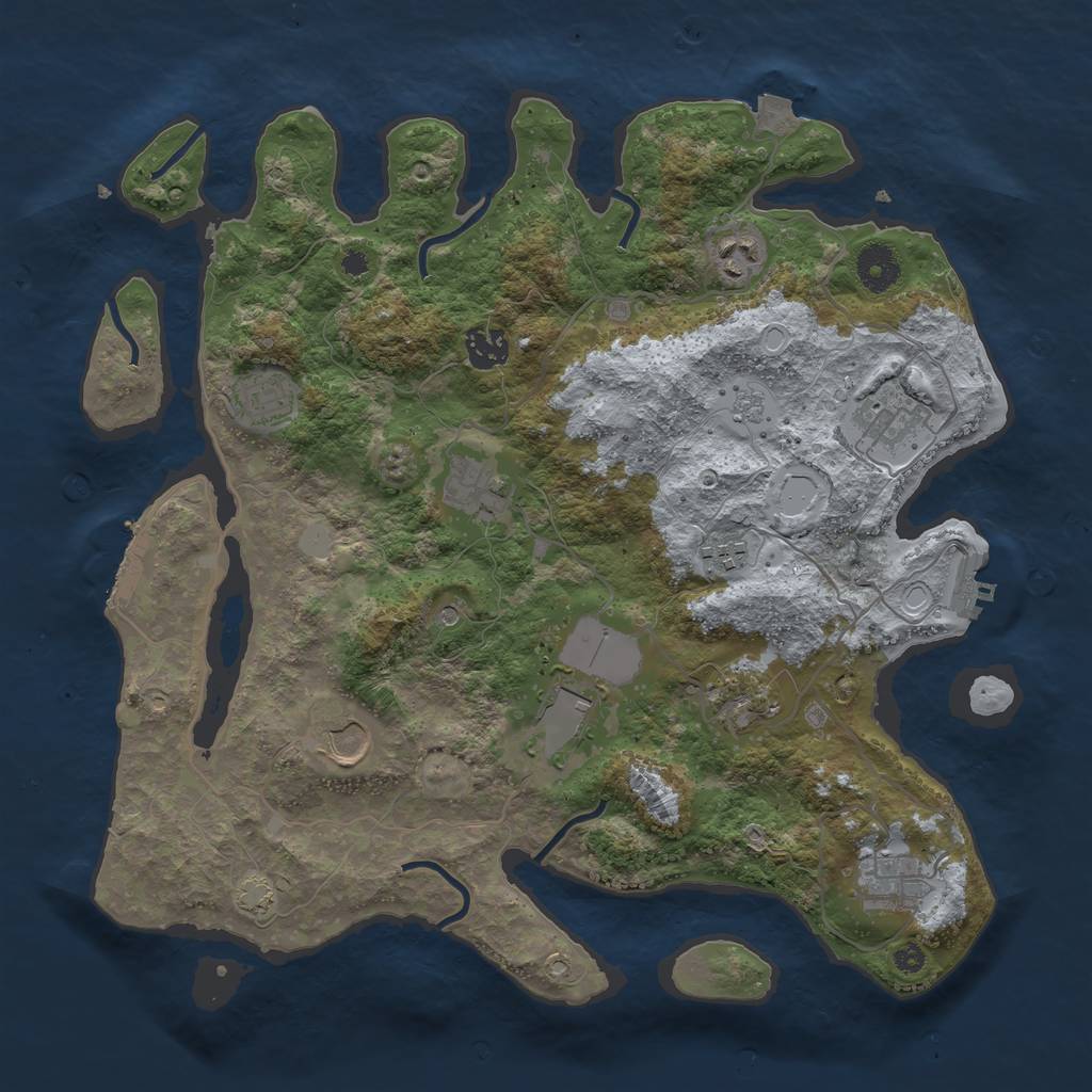 Rust Map: Procedural Map, Size: 3700, Seed: 42323, 18 Monuments