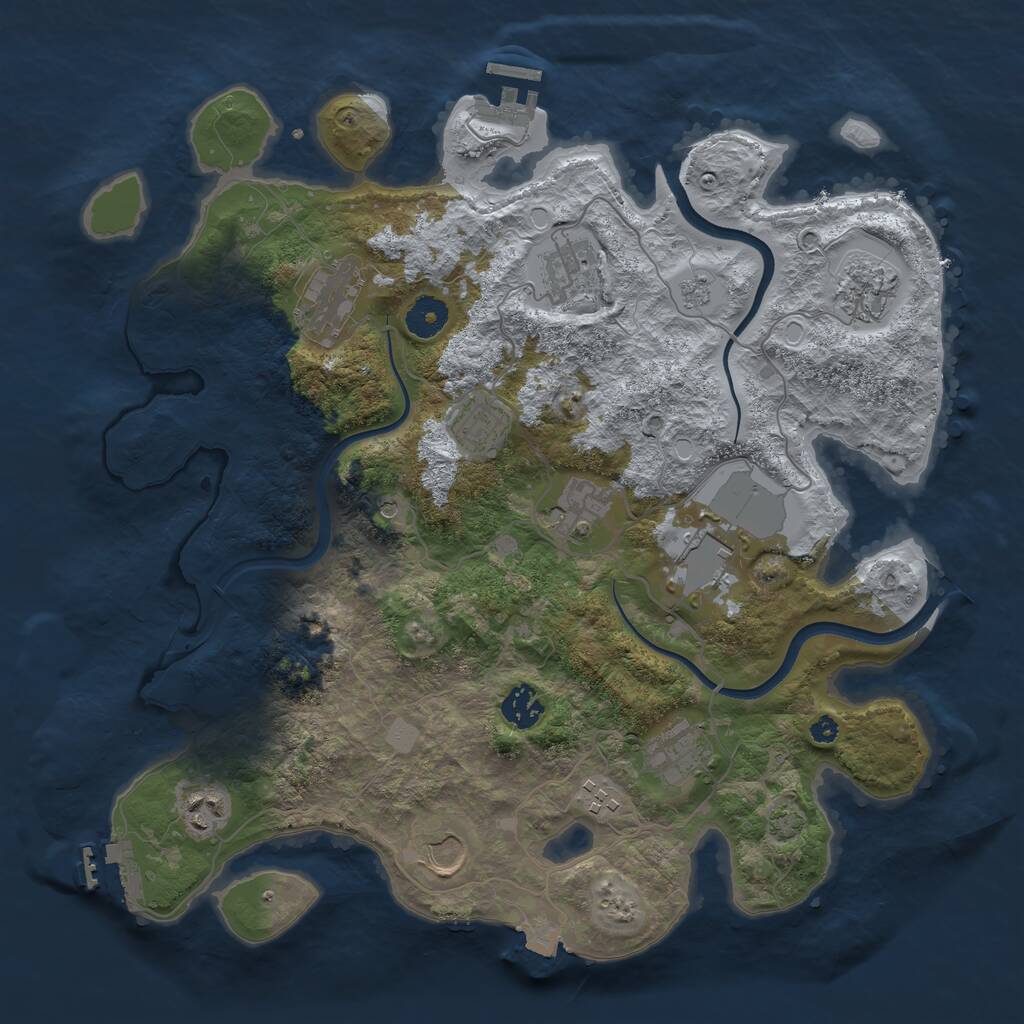 Rust Map: Procedural Map, Size: 3750, Seed: 89999092, 17 Monuments