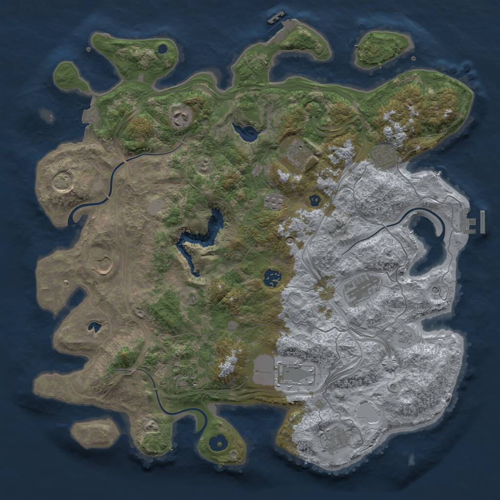 Rust Map: Procedural Map, Size: 4250, Seed: 438636787, 16 Monuments