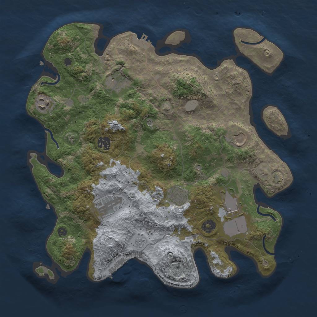 Rust Map: Procedural Map, Size: 3500, Seed: 511441813, 15 Monuments