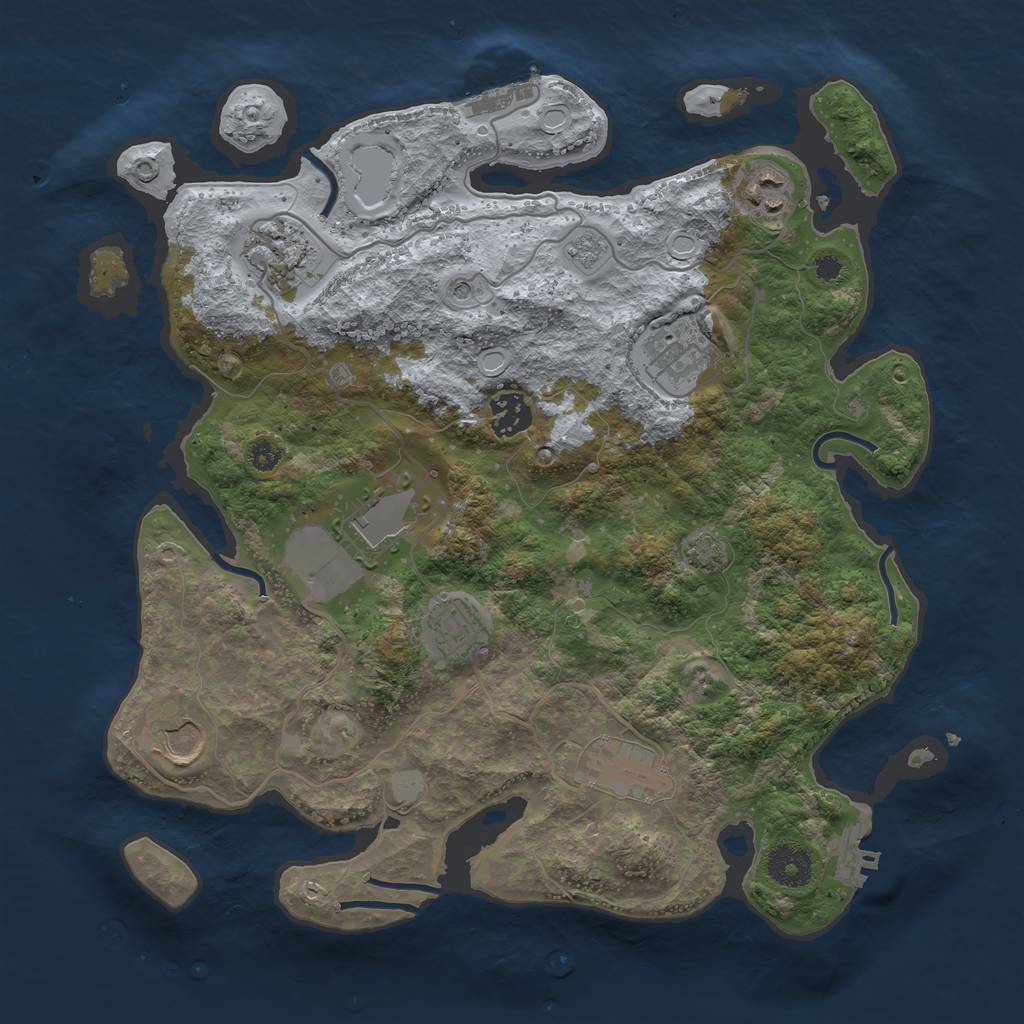 Rust Map: Procedural Map, Size: 3500, Seed: 324727532, 16 Monuments