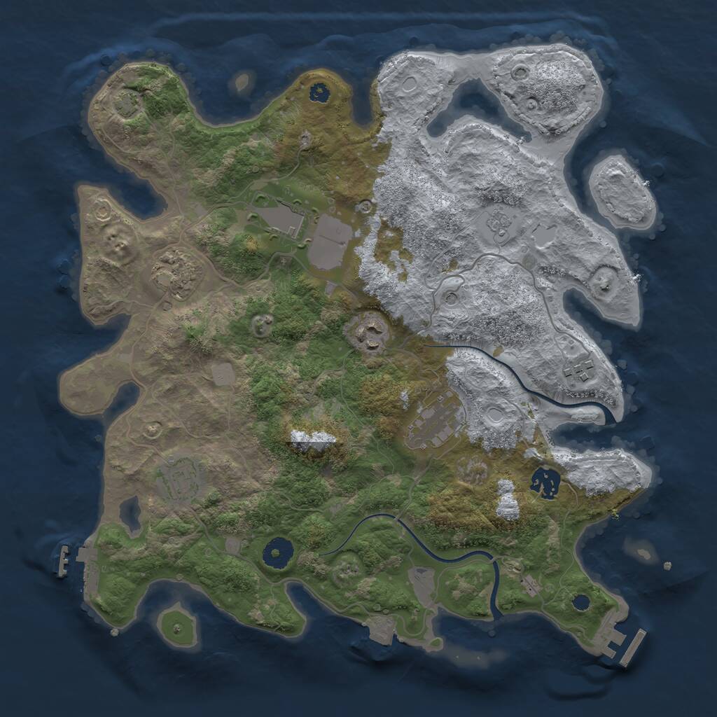 Rust Map: Procedural Map, Size: 3550, Seed: 19566974, 13 Monuments