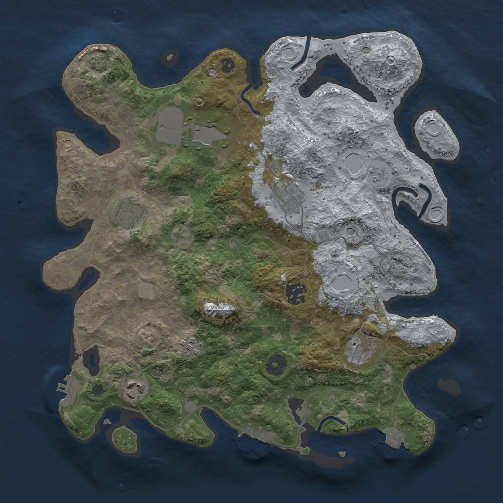 Rust Map: Procedural Map, Size: 3550, Seed: 19566974, 15 Monuments