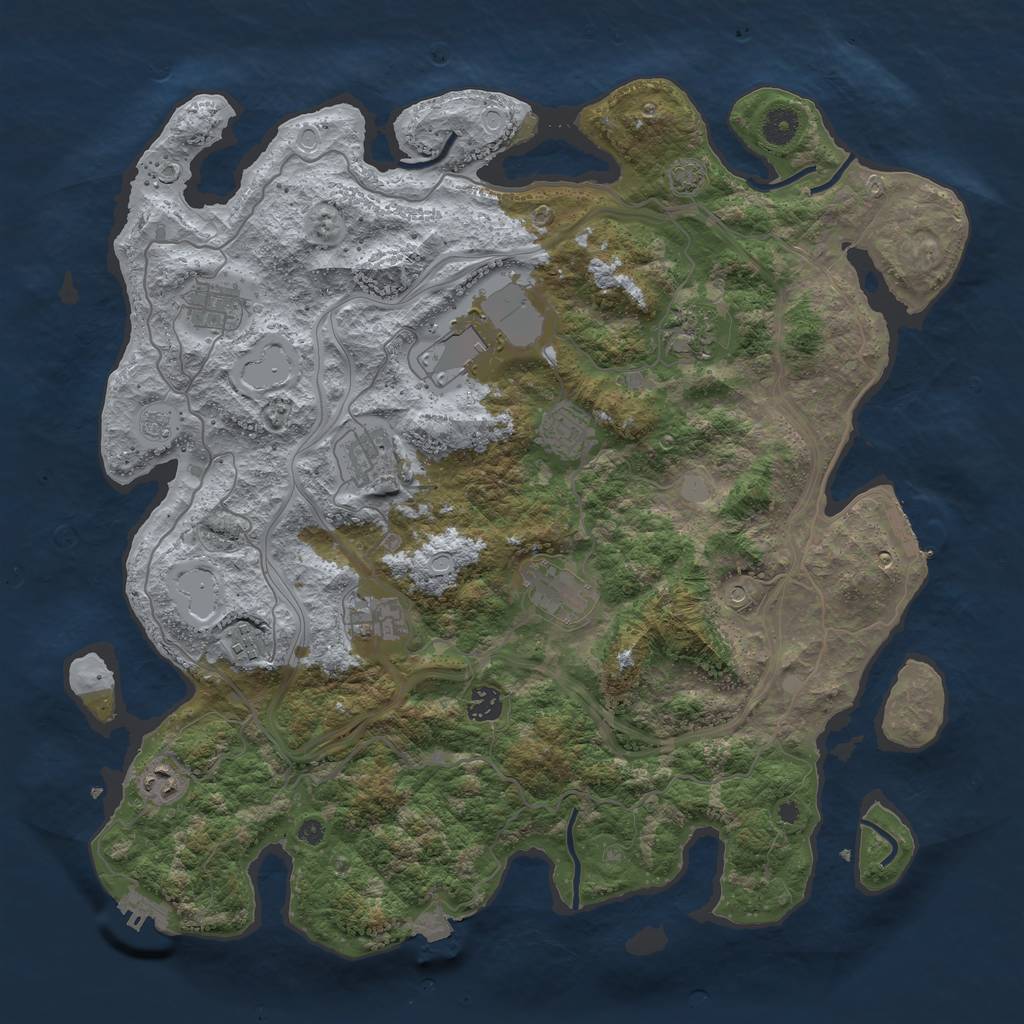 Rust Map: Procedural Map, Size: 4250, Seed: 1005160657, 18 Monuments
