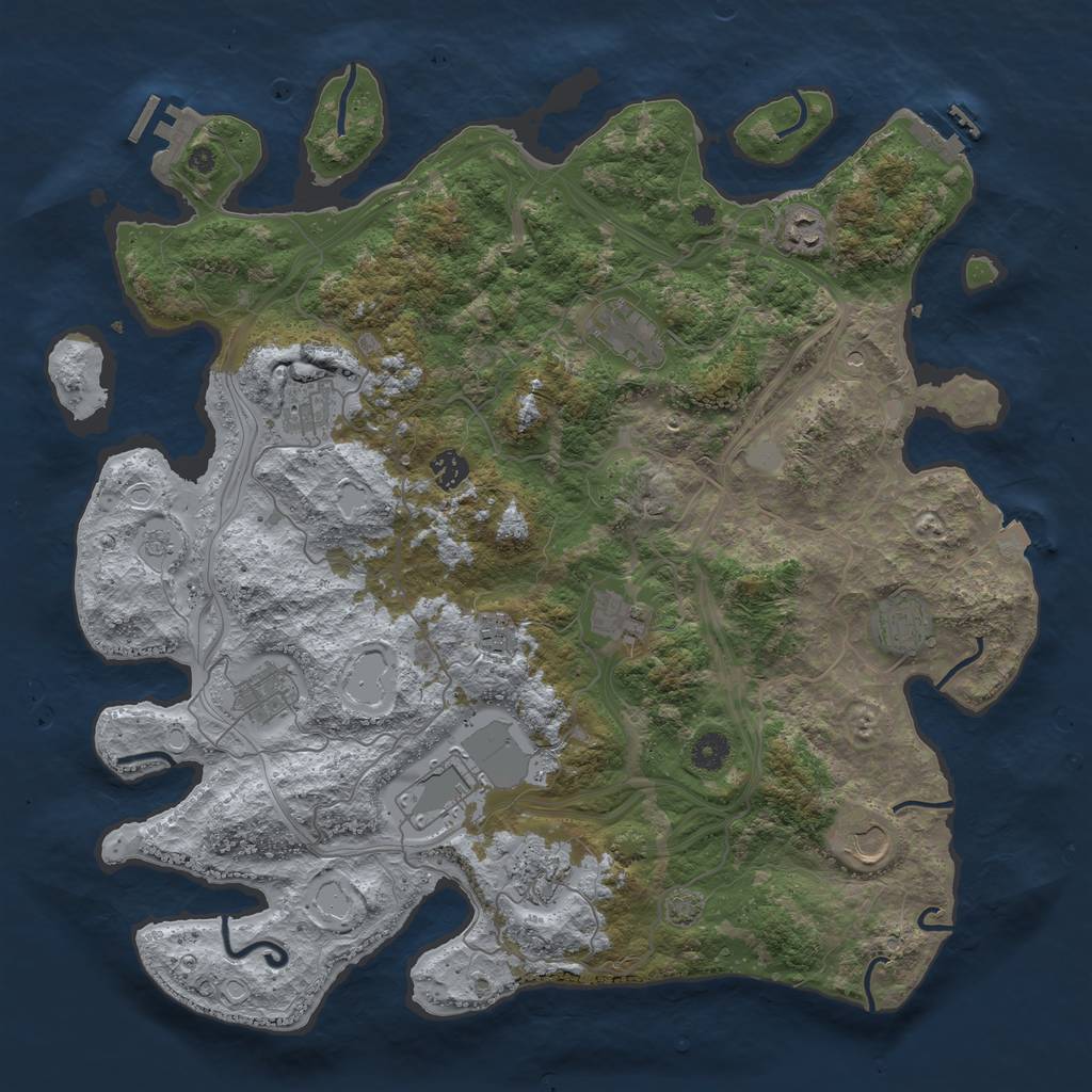 Rust Map: Procedural Map, Size: 4296, Seed: 1994815572, 19 Monuments