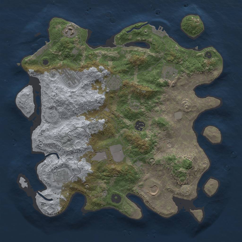 Rust Map: Procedural Map, Size: 3650, Seed: 88759435, 17 Monuments