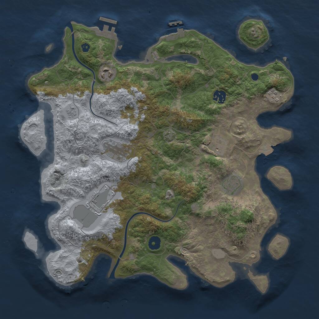 Rust Map: Procedural Map, Size: 3650, Seed: 88759435, 12 Monuments
