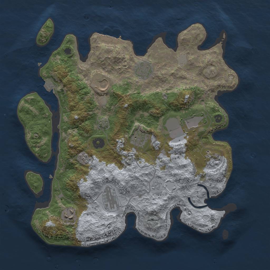 Rust Map: Procedural Map, Size: 3500, Seed: 1833455900, 14 Monuments