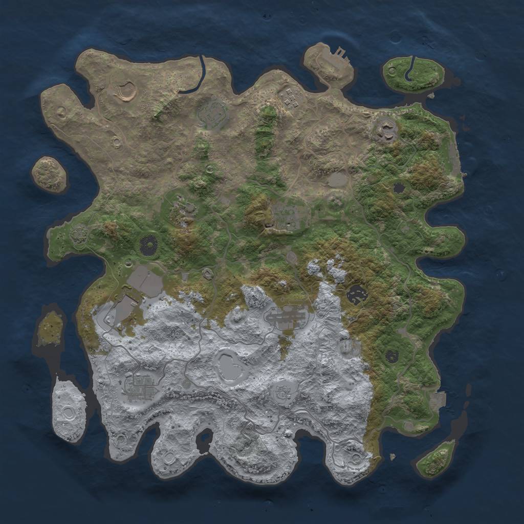 Rust Map: Procedural Map, Size: 4000, Seed: 738671424, 18 Monuments