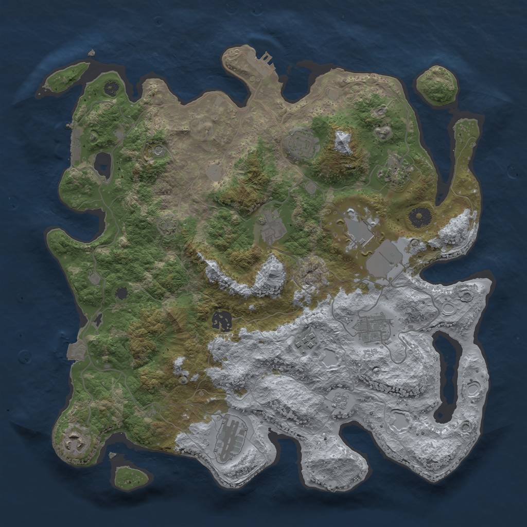 Rust Map: Procedural Map, Size: 3700, Seed: 1046507499, 17 Monuments