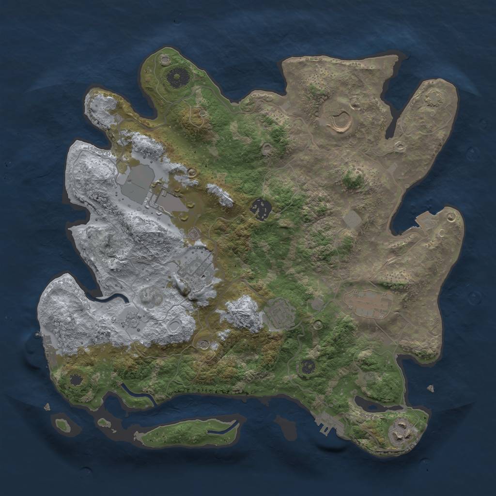 Rust Map: Procedural Map, Size: 3500, Seed: 64521591, 15 Monuments