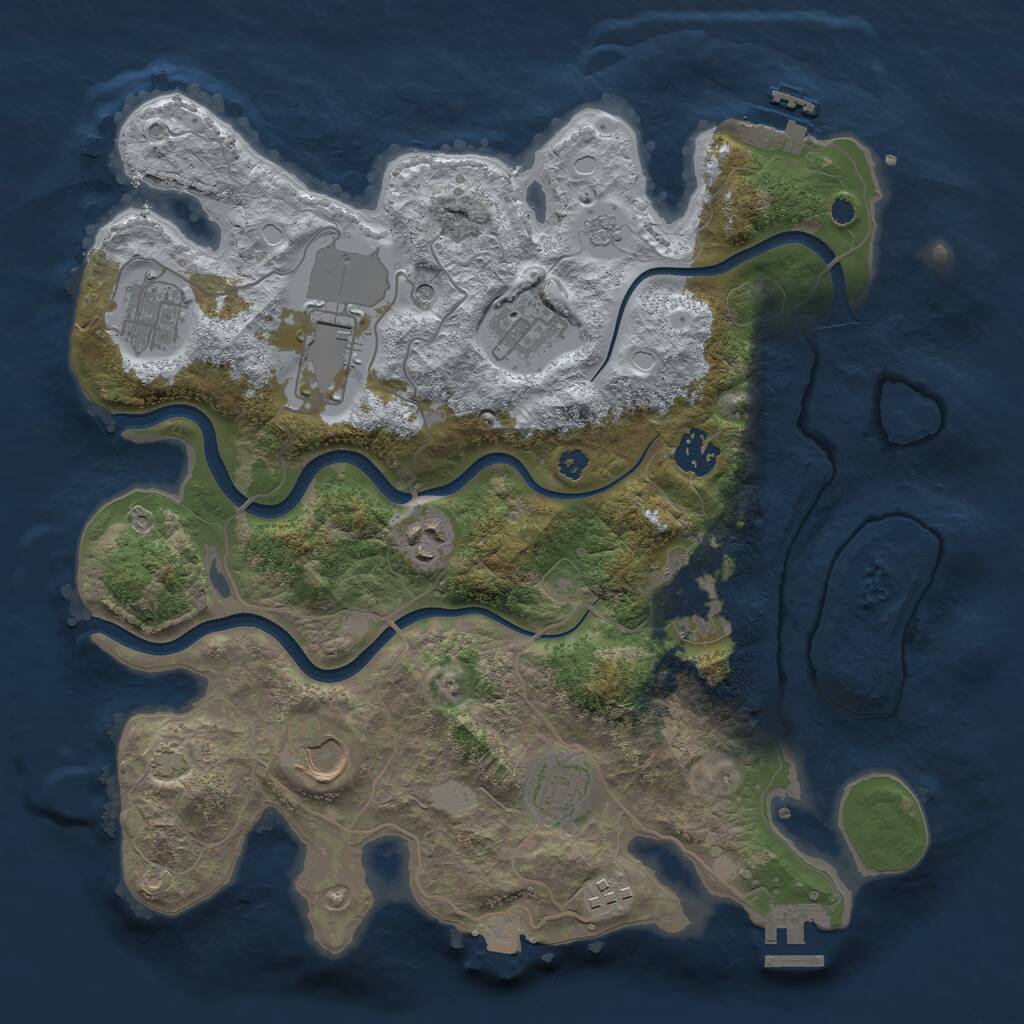 Rust Map: Procedural Map, Size: 3500, Seed: 1461238919, 15 Monuments