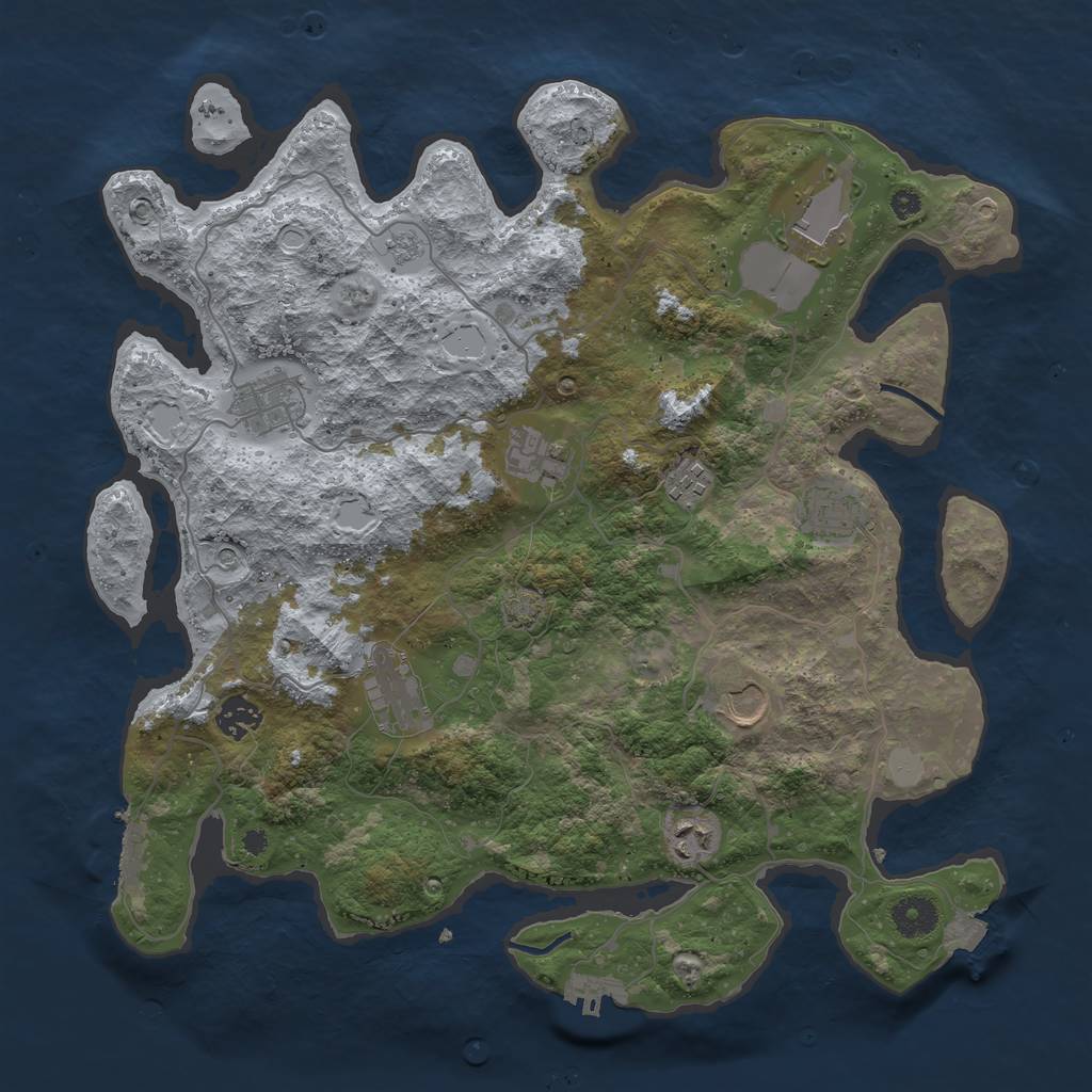 Rust Map: Procedural Map, Size: 3800, Seed: 99191, 17 Monuments