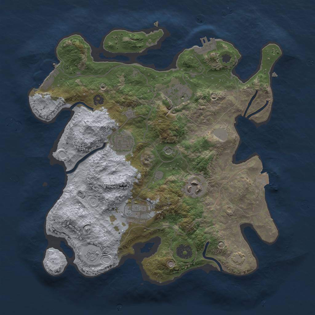 Rust Map: Procedural Map, Size: 3000, Seed: 73154487, 12 Monuments