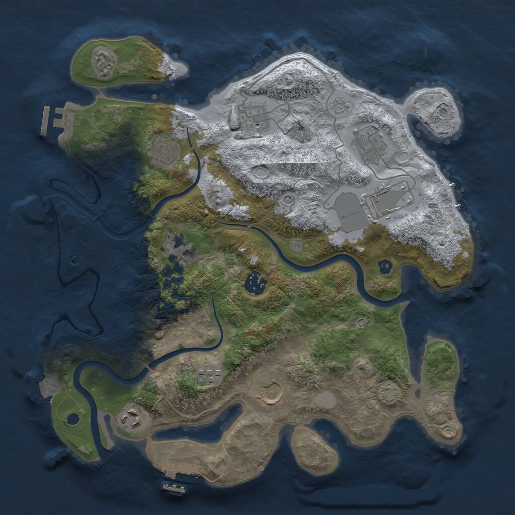 Rust Map: Procedural Map, Size: 3500, Seed: 2140911355, 15 Monuments