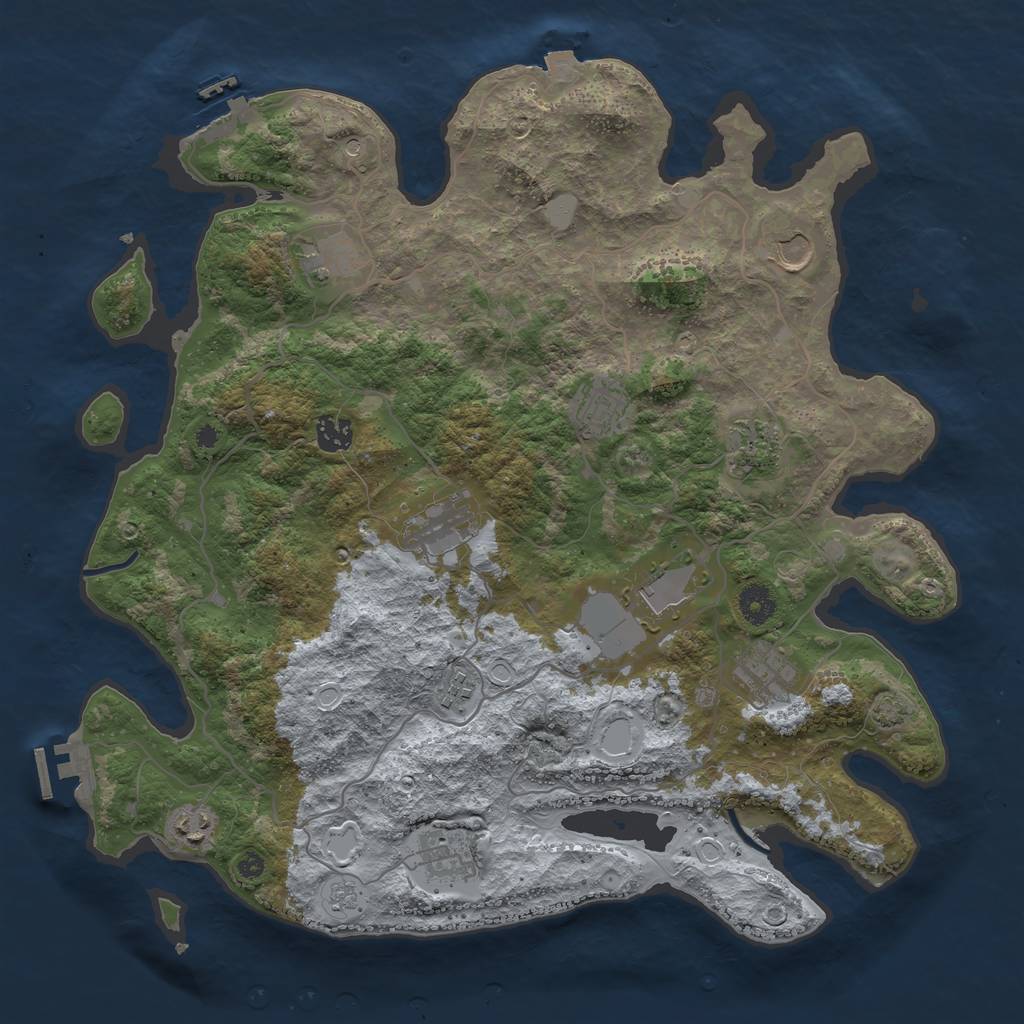 Rust Map: Procedural Map, Size: 4000, Seed: 579634, 19 Monuments