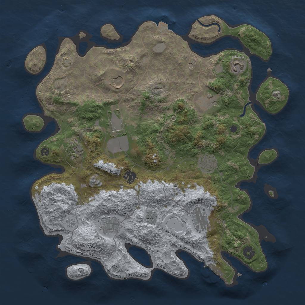 Rust Map: Procedural Map, Size: 3700, Seed: 1355942683, 17 Monuments