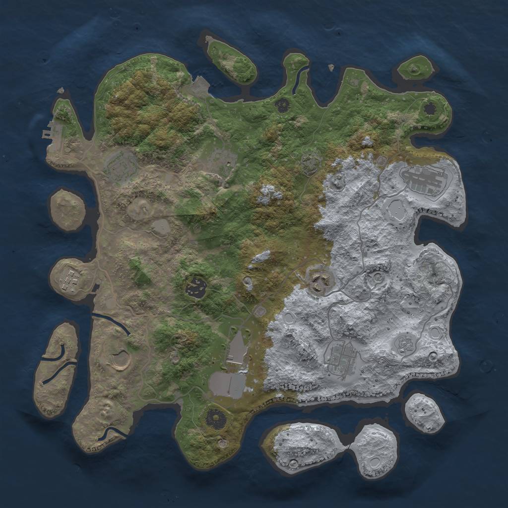 Rust Map: Procedural Map, Size: 3700, Seed: 97510631, 16 Monuments