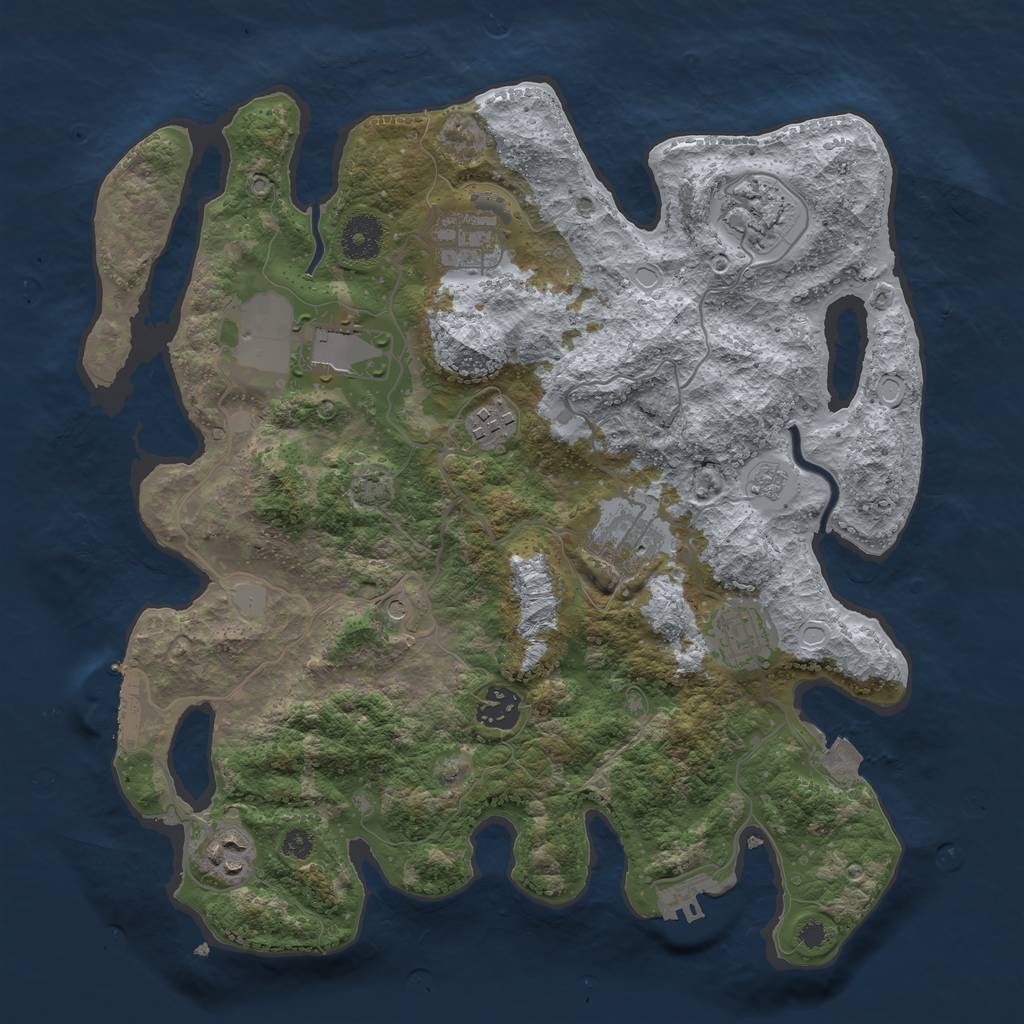 Rust Map: Procedural Map, Size: 3500, Seed: 1328757773, 16 Monuments